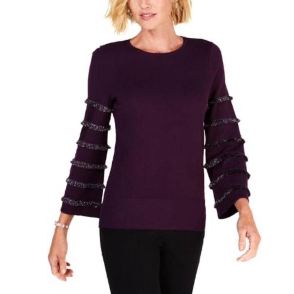 Alfani Metallic Fringe Pullover Sweater